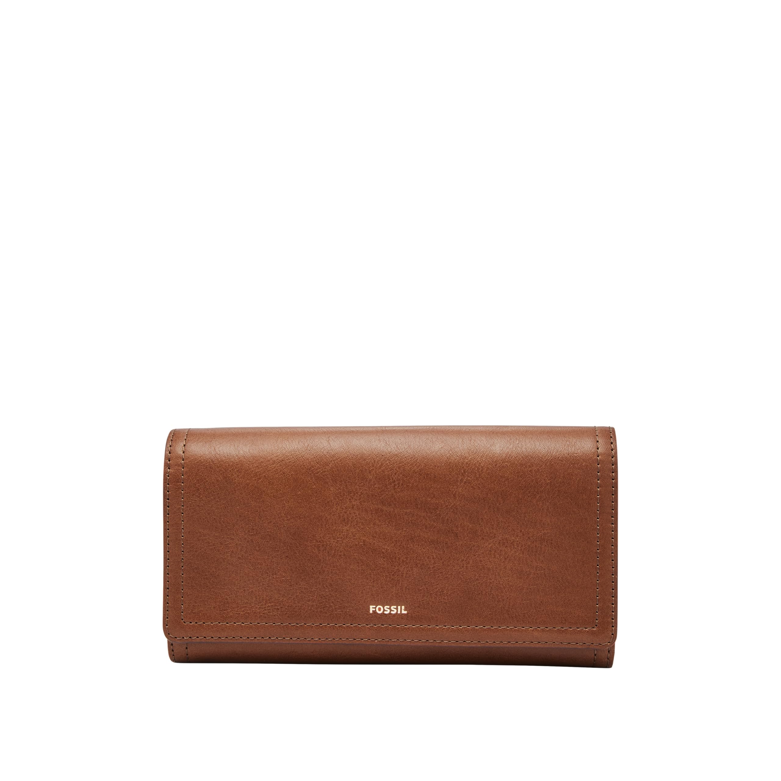 Fossil Women's Logan Leather RFID Blocking Wallet - Slim Flap Clutch Organizer with Card Slots, Brown (Model SL7833200) | Perfect for Everyday Use, Travel & Gift Giving