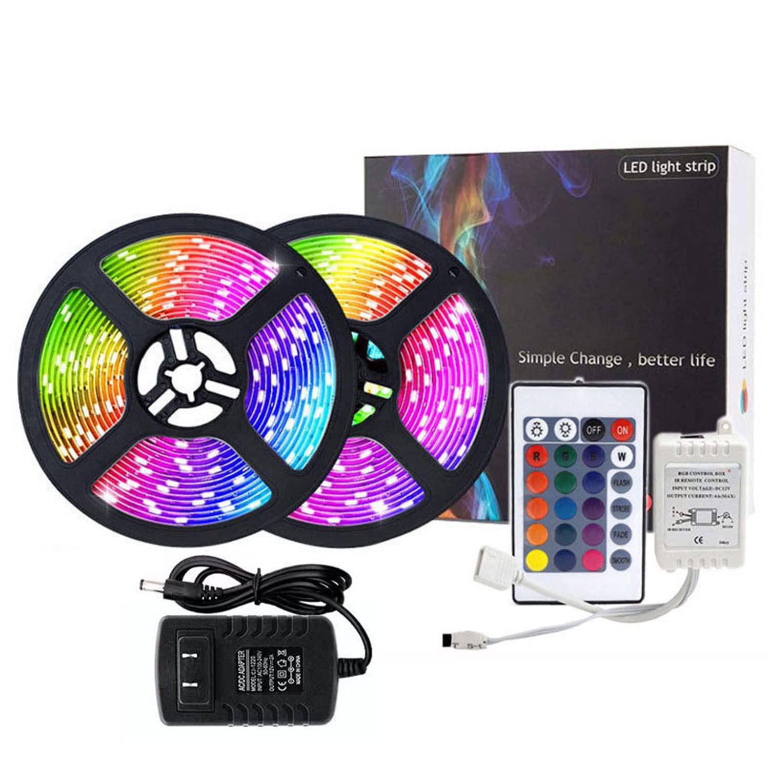 CFZQILAI Cool LED Strip Ceiling Light - 32.8ft RGB Color Changing Mood Lighting for Living Room, Bedroom, TV Backlight & Gaming Setup | 16.4ft Multicolor Decorative Light Strips for Home Decor & Party Atmosphere