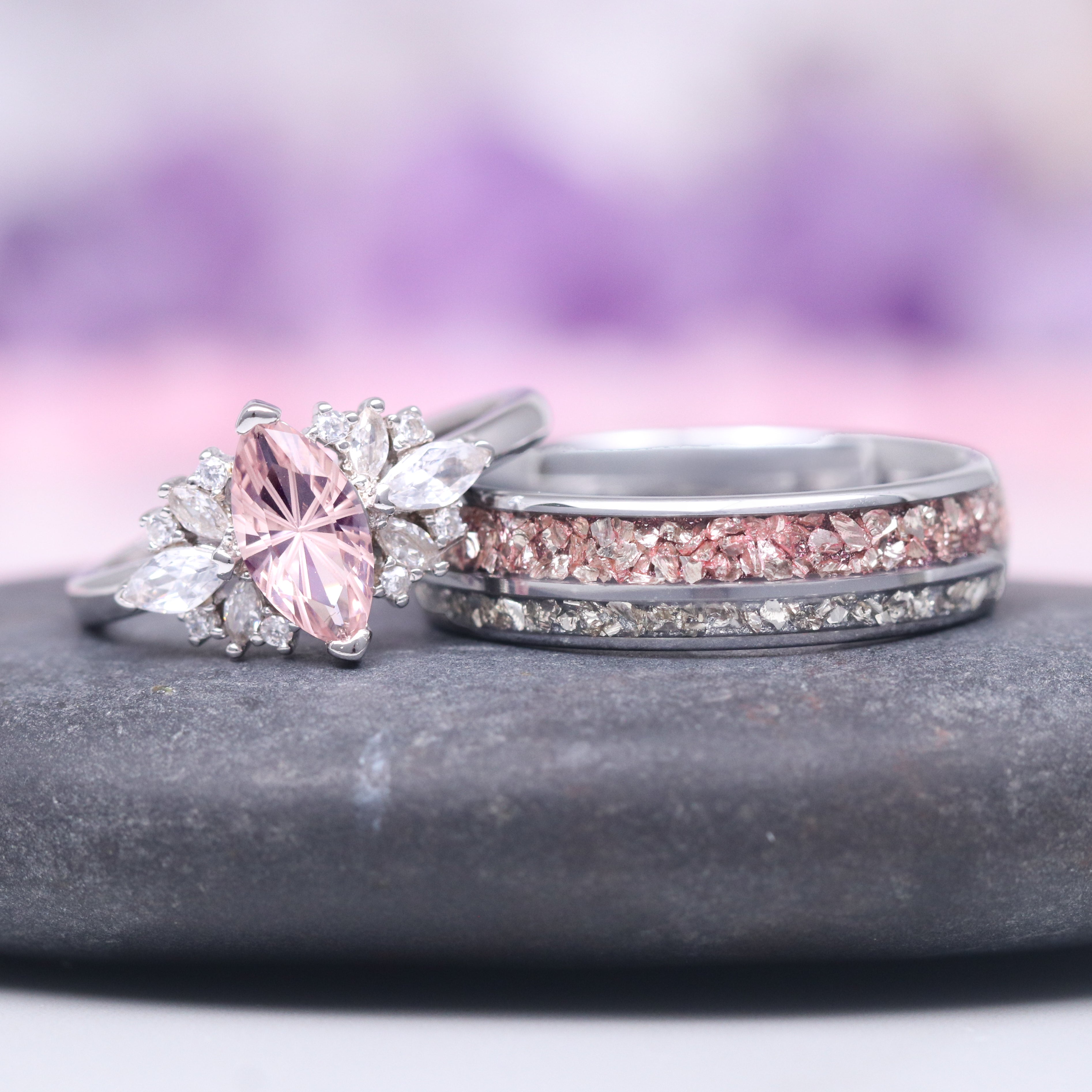 Exquisite 14K White Gold Marquise Cut Morganite Engagement Ring for Women - Perfect for Proposals, Anniversaries & Special Occasions