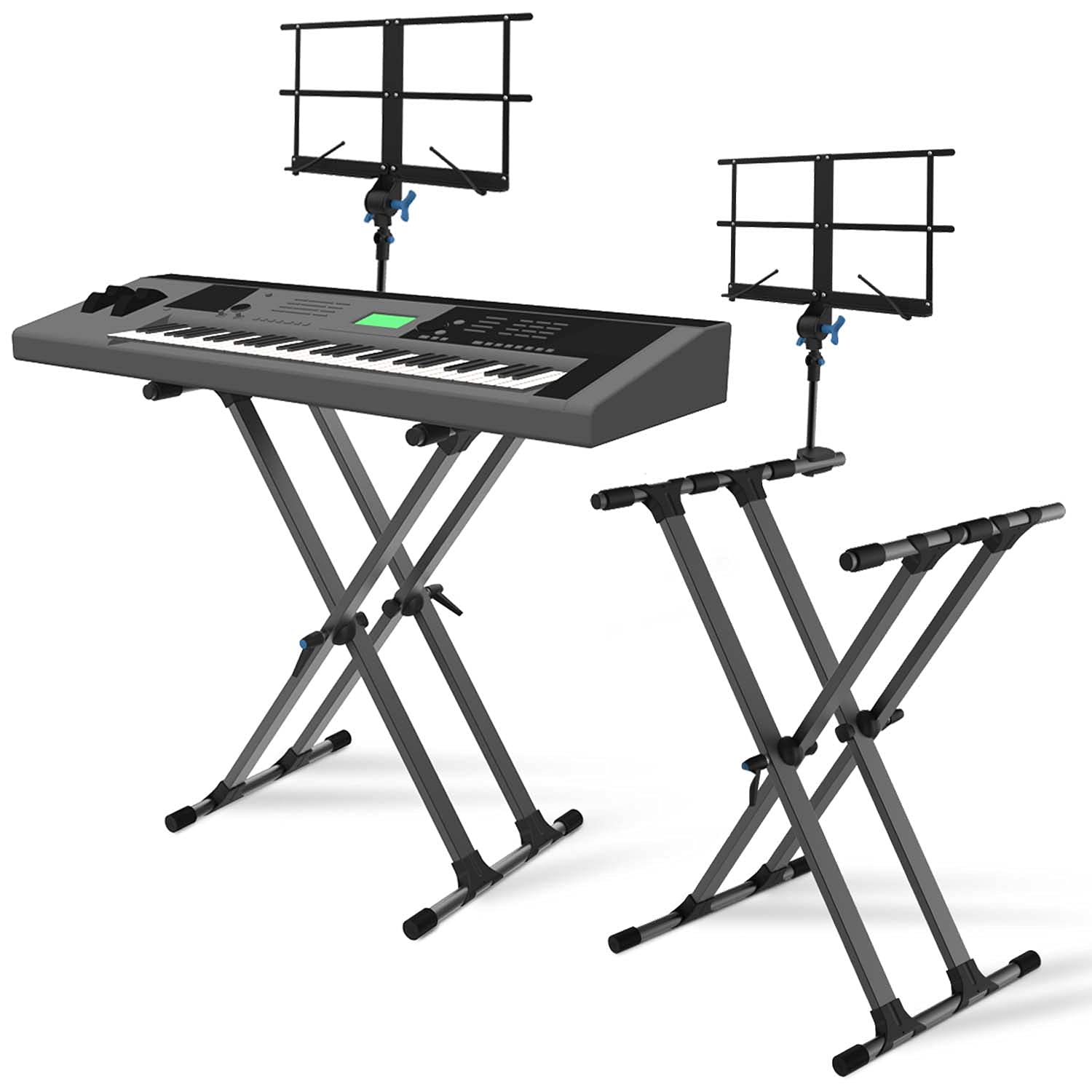 Adjustable ECT11 Keyboard Stand for Piano & Music Sheet Holder - Pre-Assembled Double-X Design, Perfect Gift for Musicians - Ideal for Home Practice, Studio Recording & Live Performances