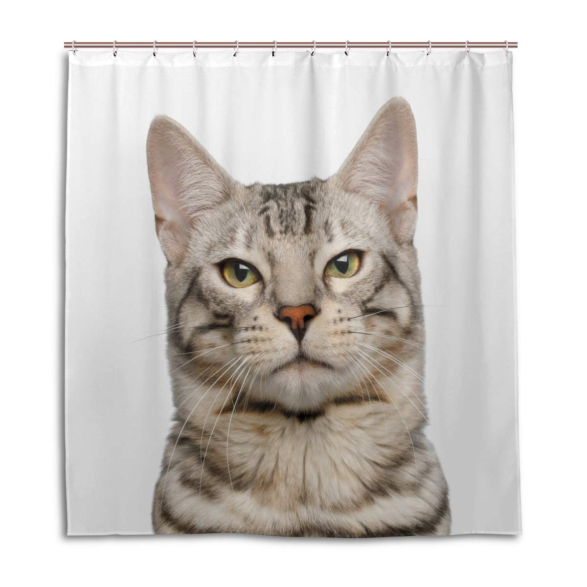 ALAZA Snow Bengal Cat Shower Curtain 66x72 Inch - Waterproof Polyester Bathroom Decor with Hooks - Perfect for Modern Bathrooms & Themed Home Decor