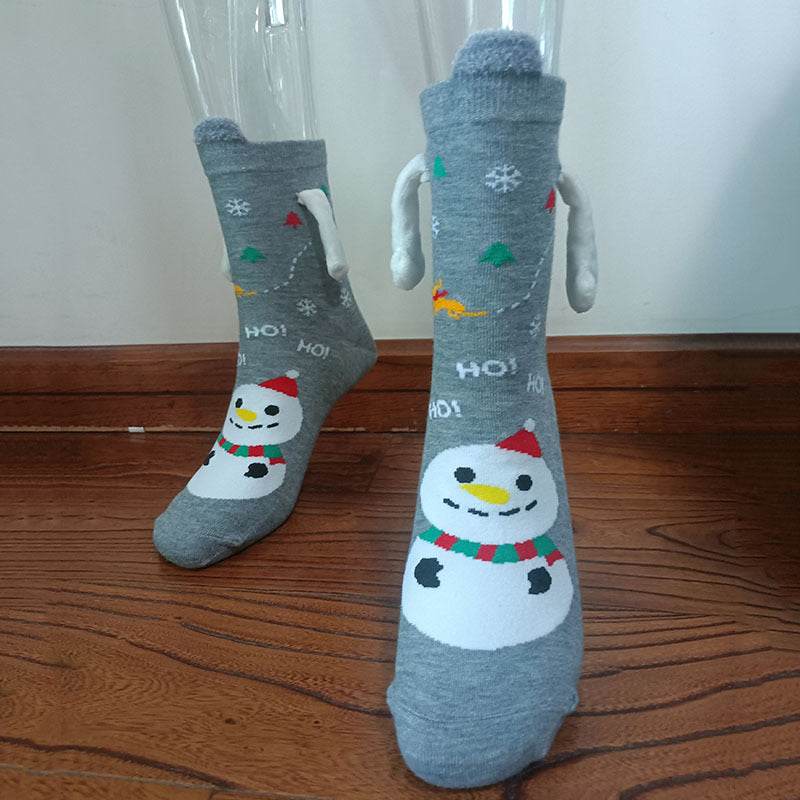 Cozy Christmas Socks for Hand Holding - Warm Holiday Couple Socks for Christmas Gifts, Stocking Stuffers & Romantic Winter Nights
