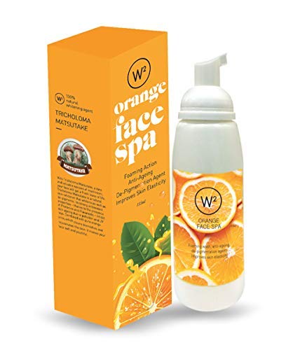 W2 Why Wait Orange Face Spa | Foaming Face Wash with Vitamin B3, Tea Tree Oil & Olive Leaf Extract | Brightening & Firming Facial Cleanser for Glowing Skin - 135ml | Perfect for Morning & Night Skincare Routine