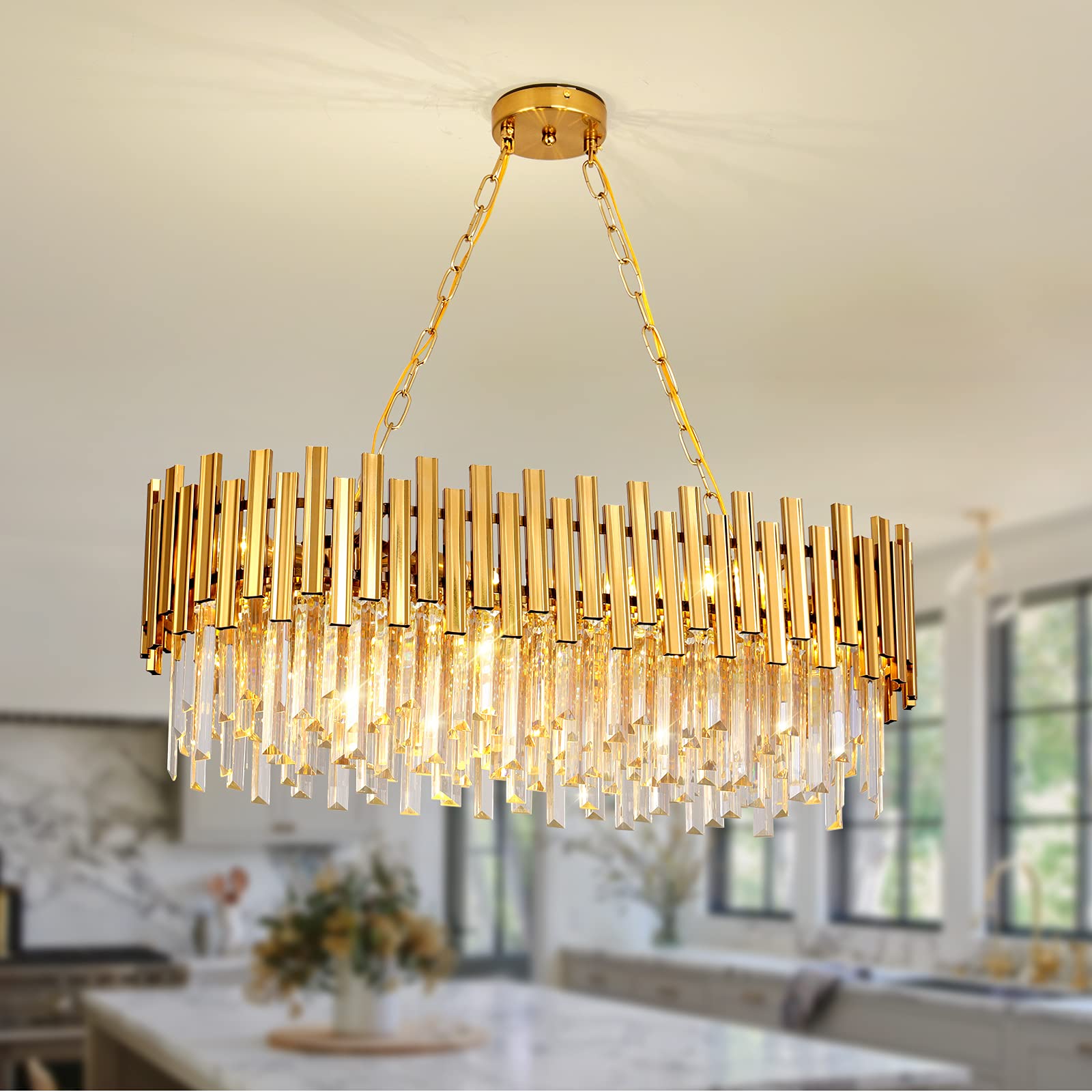 6 Feet Heavy Duty Metal Chandelier Chain Extension - Gold Hanging Light Fixture with Secure Connection Locks for Pendant Lamps, Ceiling Lights & Home Decor (Ideal for Dining Room, Living Room & Bedroom Lighting)