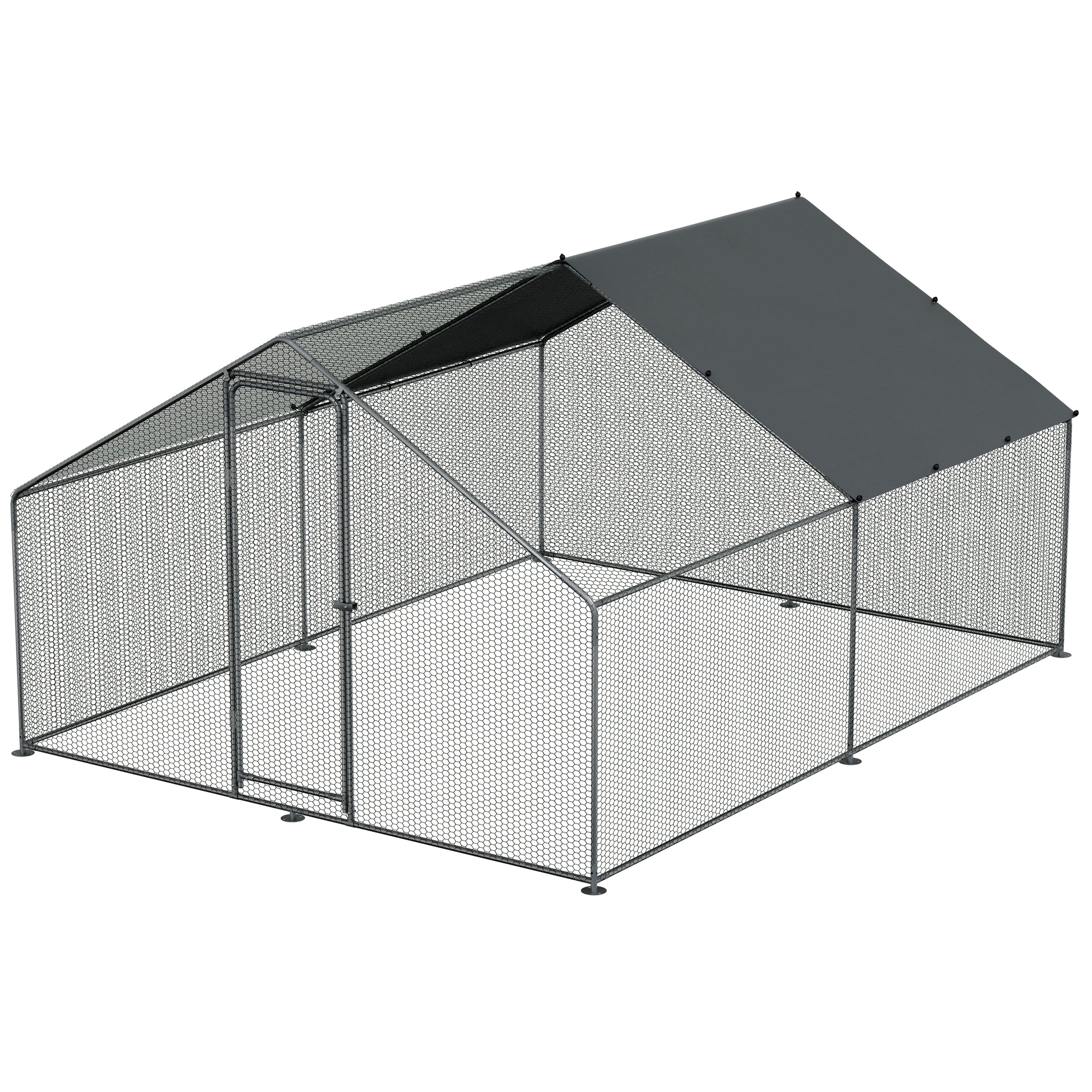 3x4m Walk-In Galvanized Steel Chicken Coop Run with Solar Roof Cover & PVC Coated Wire Mesh - Durable Poultry Enclosure for Chickens, Ducks, and Small Animals - Perfect for Backyard Farming, Urban Homesteading, and Free-Range Poultry Protection