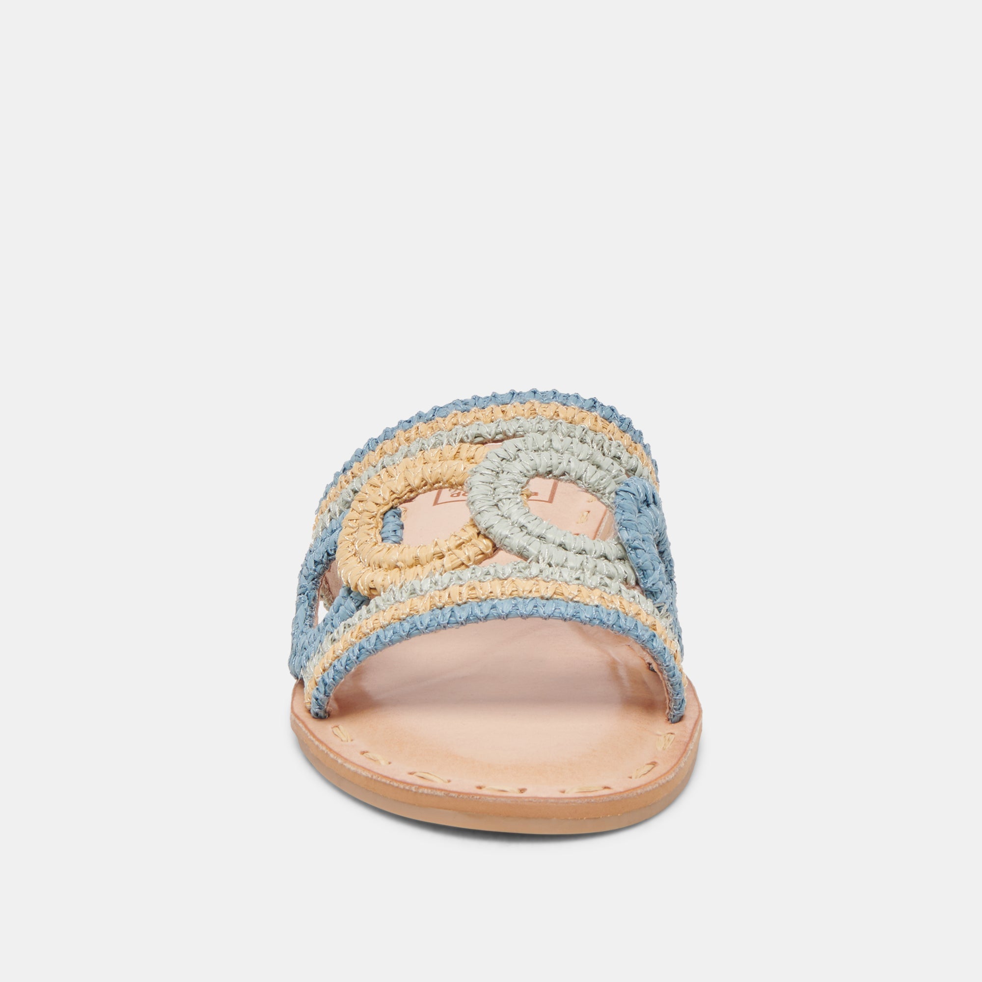 DANY Women's Blue Multi Raffia Sandals - Comfortable Summer Beach Slides for Outdoor Walking and Vacation