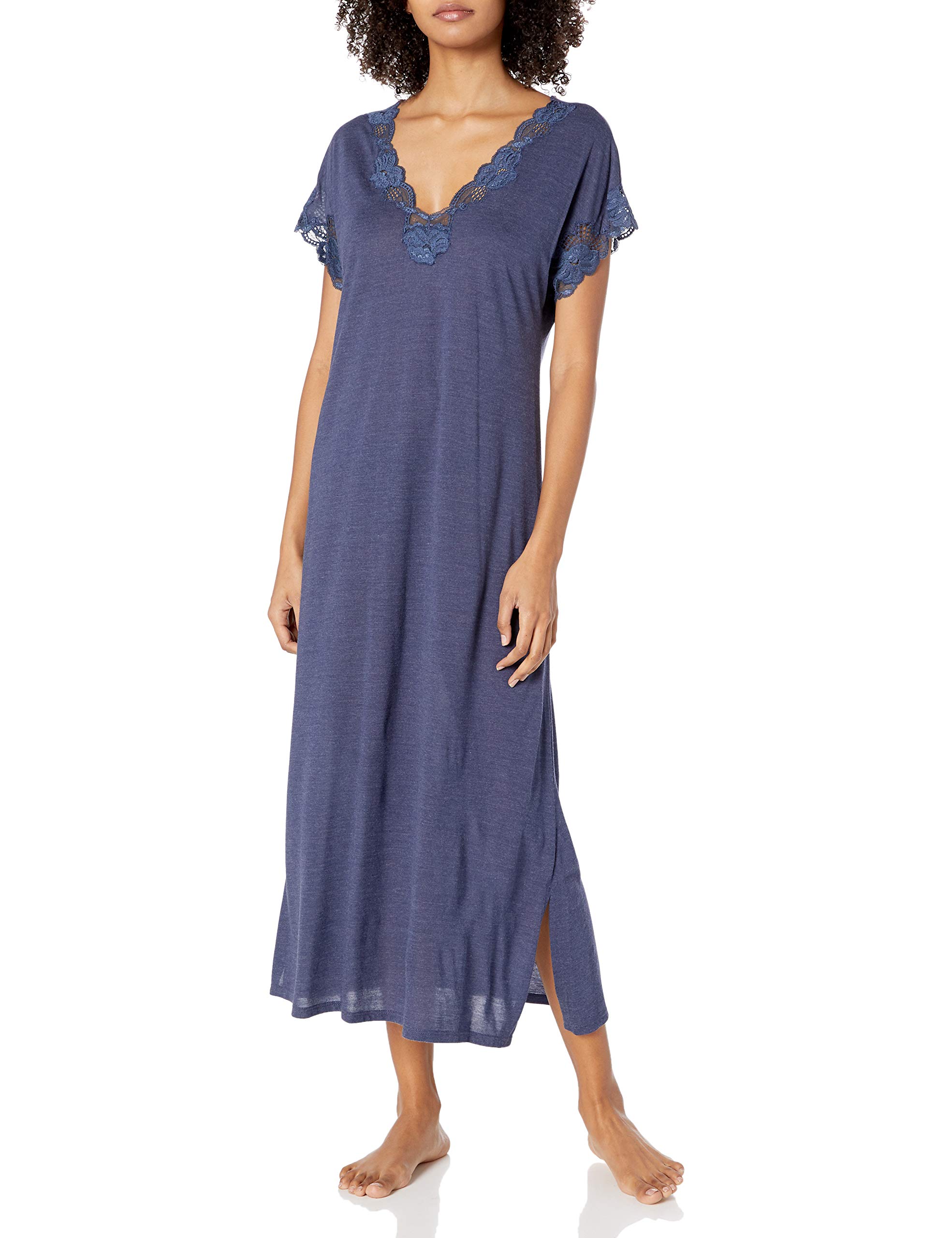 Natori Women's Zen Floral Covered Nightgown - Soft Cotton Sleepwear for Women, Comfortable Loungewear for Relaxing at Home, Perfect for Bedtime & Spa Days