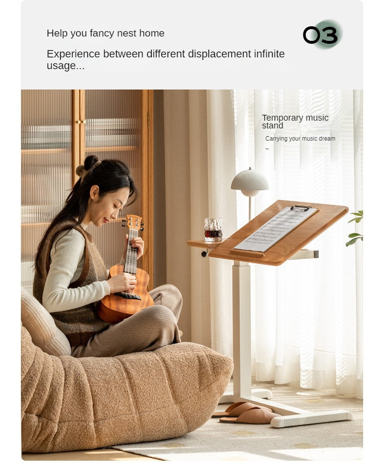 Solid Oak Wood Adjustable Height Folding Desk - Portable Home Office Workstation for Small Spaces, Dorm Rooms & Remote Work