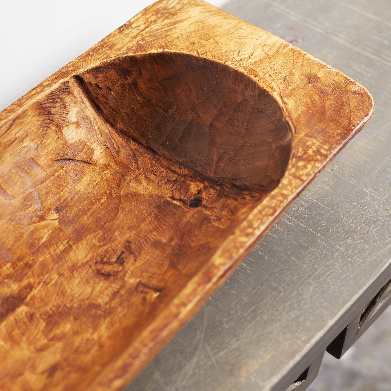Hand Carved Spanish Oak Wood Classic Dough Bowl by Darby Creek Trading – Perfect for Bread Making, Kitchen Decor & Rustic Farmhouse Style
