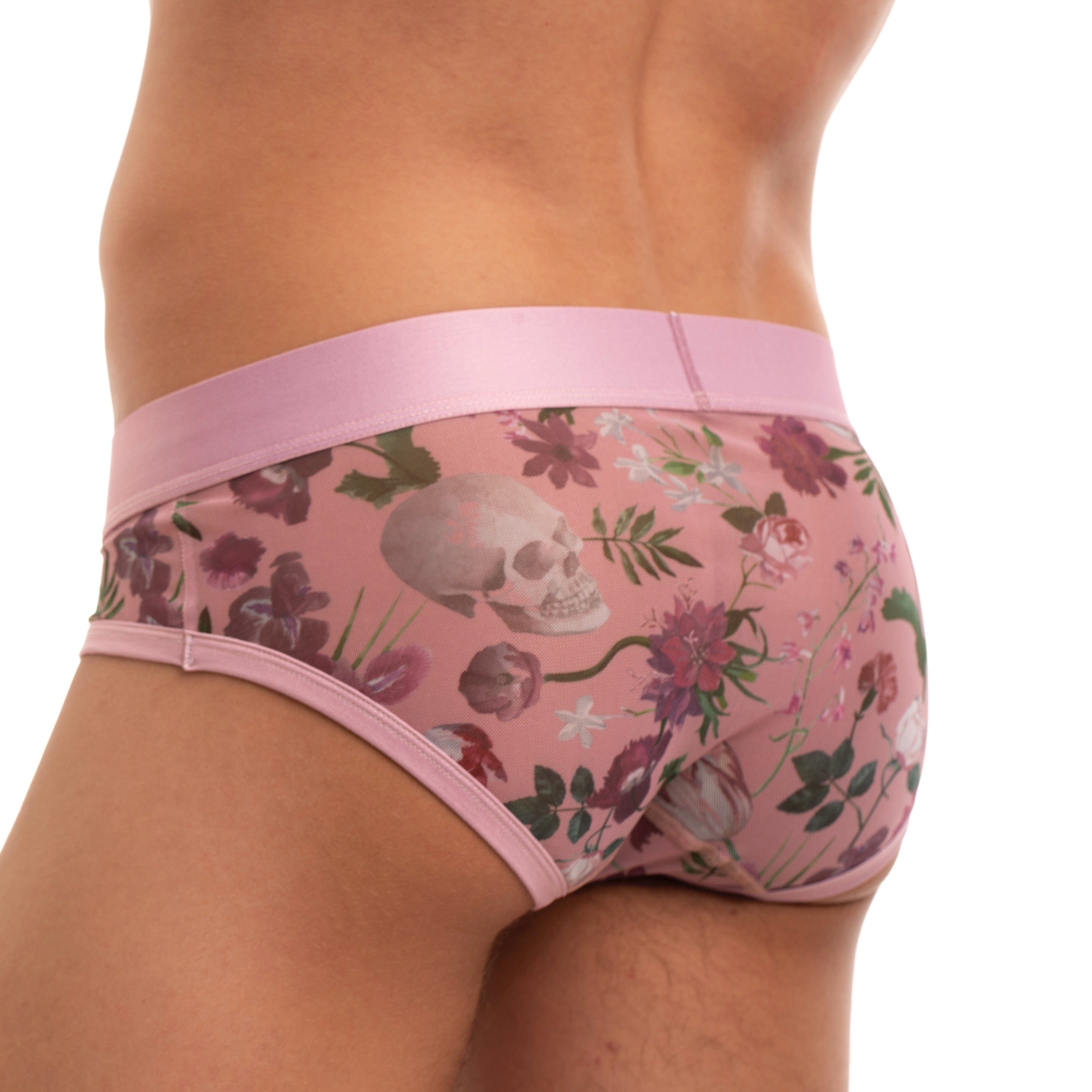 Dutch Floral Mesh Brief Pink - Comfortable Lace Underwear for Women, Breathable & Soft Panties, Perfect for Daily Wear, Sleep & Special Occasions