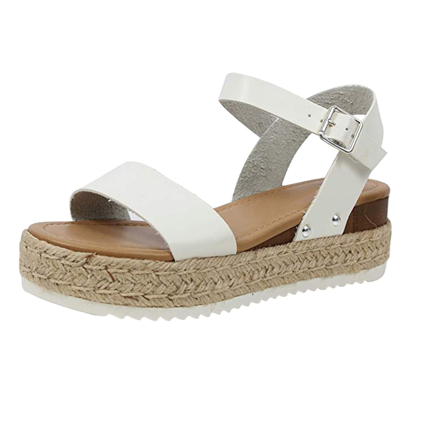 Women's Casual Platform Sandals - Comfortable Espadrilles with Buckle Strap, Open Toe Roman Style Beach Walking Shoes | Perfect for Summer Outfits, Vacation Travel and Daily Wear