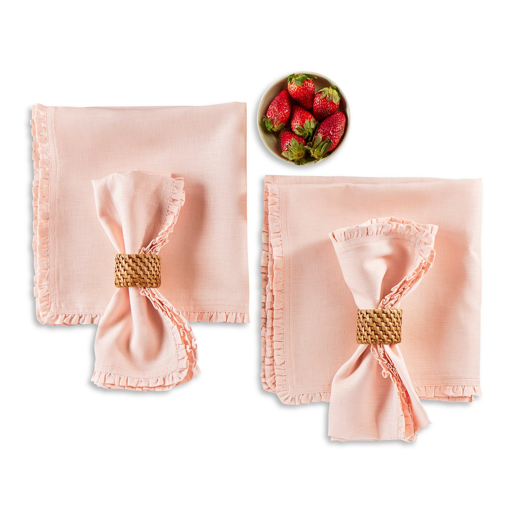 Juliette Ruffled Napkins - Set of 4 Premium Cotton Dinner Napkins for Formal Dining & Special Occasions