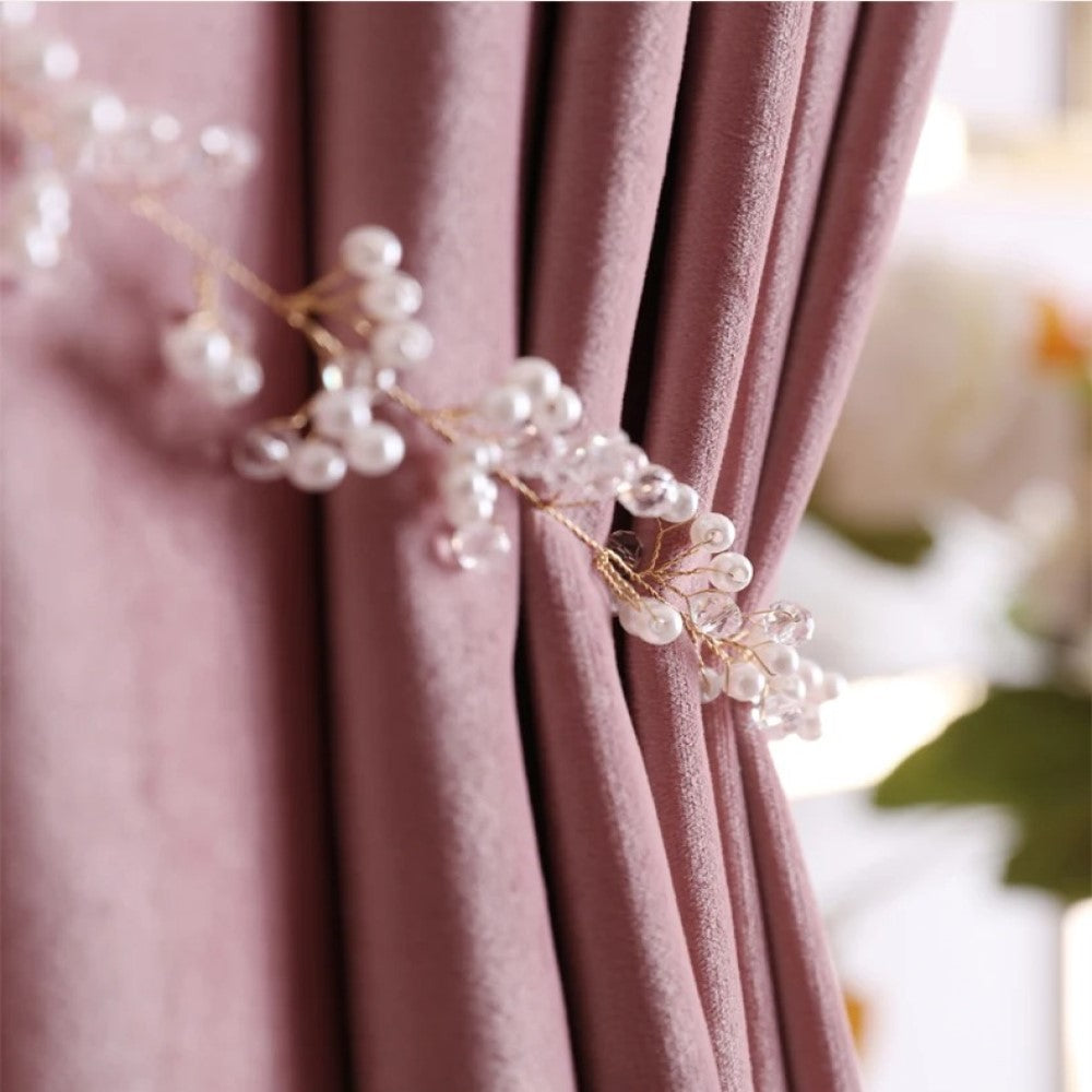 Luxury Italian Velvet Curtains - Soft Rose Pink Blackout Drapes for Living Room & Bedroom - Elegant Window Treatments for Home Decor