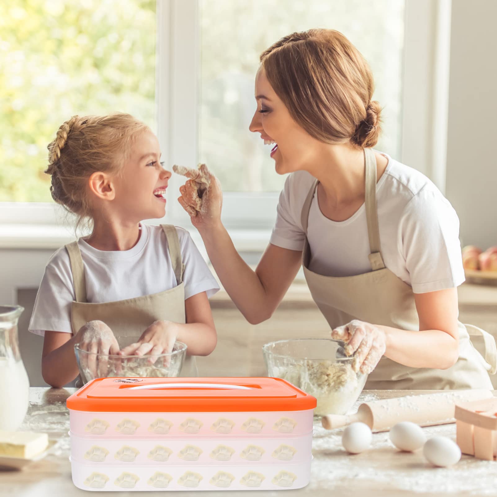 Angoily 3-Layer Stackable Refrigerator Organizer Bins - Plastic Food Storage Containers with Lids for Dumplings, Vegetables, Meat & Fish - Perfect for Kitchen, Pantry & Meal Prep Organization
