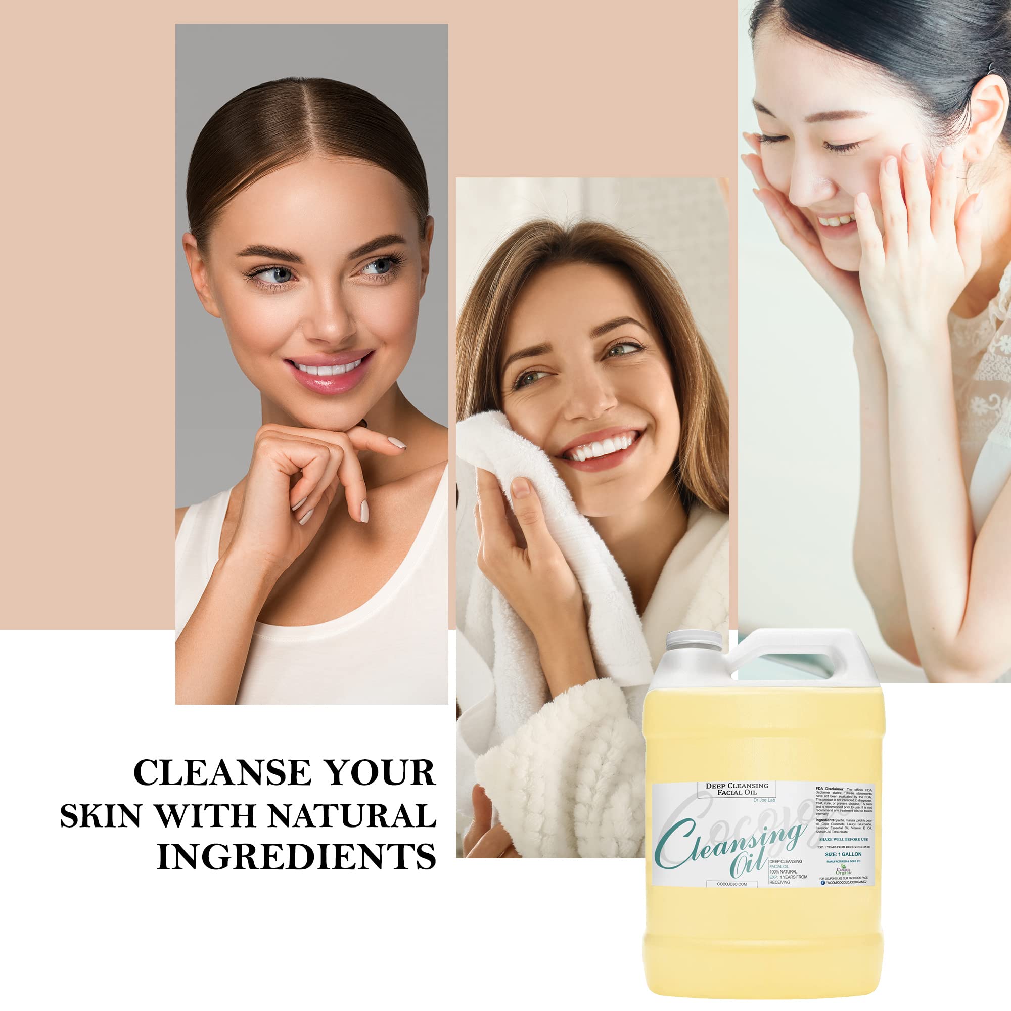 Dr Joe Lab Deep Facial Cleansing Oil for Oily & Dry Skin - Hydrating, Moisturizing & Restoring Face Cleanser - 1 Gallon (128 oz) - Perfect for Daily Skincare & Makeup Removal