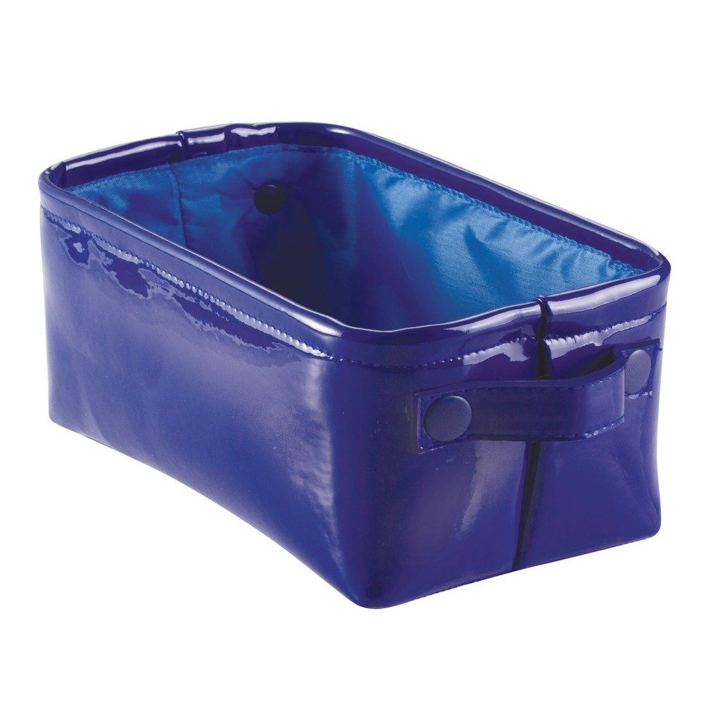 Remy Patent Storage Bin - Small Navy Bathroom Organizer for College Dorm, Spa & Home Decor | Perfect for Toiletries, Makeup & Beauty Essentials Organization