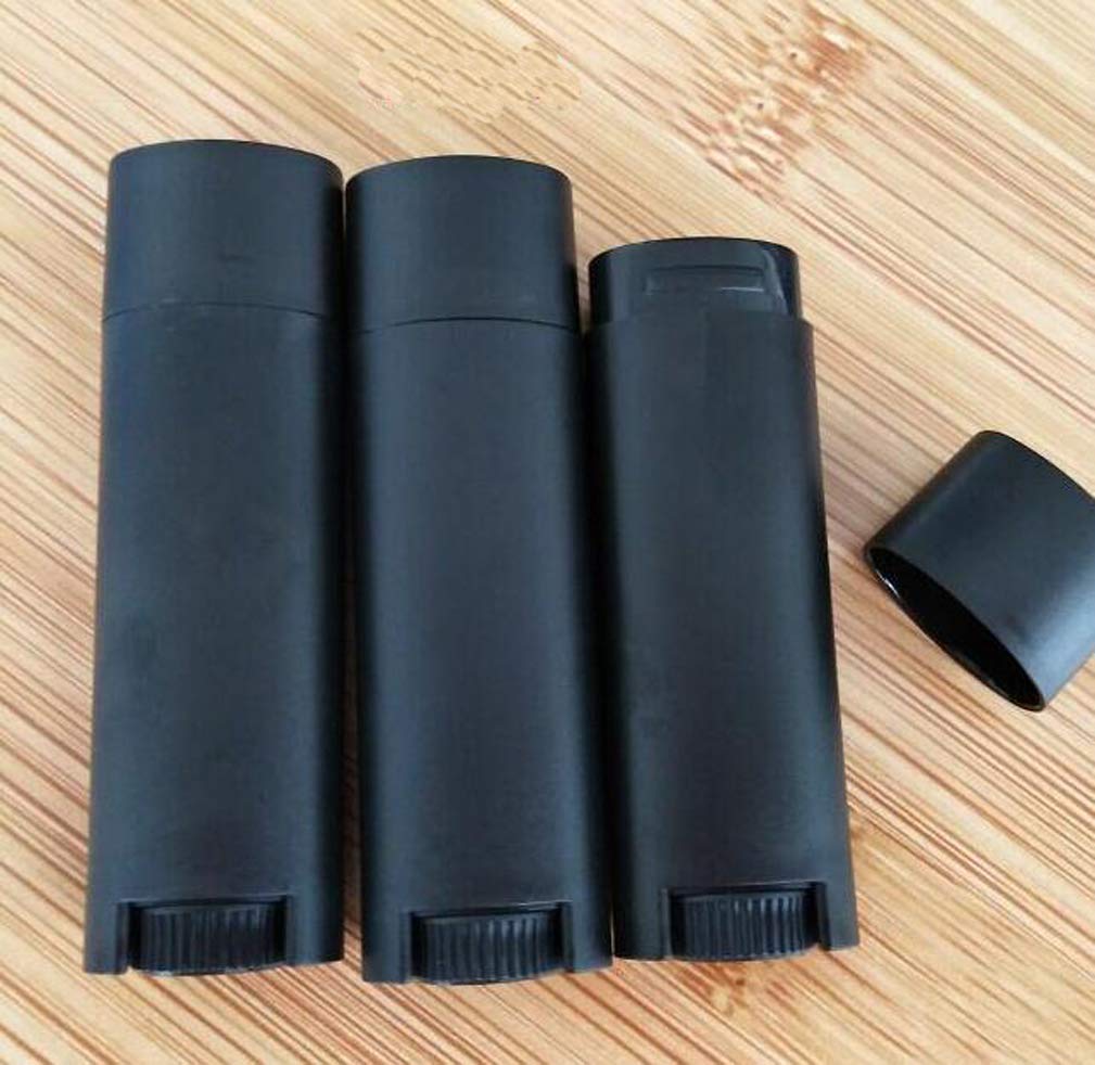 Flyusa 100 Pcs 5ml Frosted Black Empty Oval Twist-up Lip Balm & Deodorant Tubes - Refillable Mini Containers for Travel, DIY Cosmetics, Essential Oils - Perfect for Carry-On, Home Use & Gifts