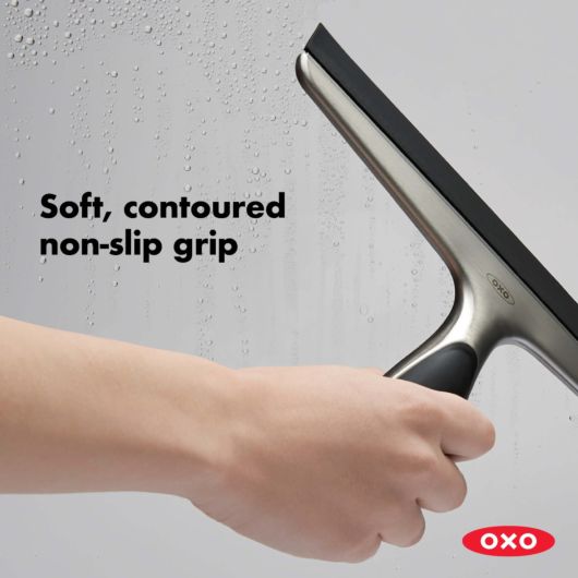 OXO Stainless Steel Squeegee for Windows, Shower & Car - 12 Inch Heavy Duty Scraper with Comfort Grip Handle - Perfect for Glass Cleaning, Water Removal & Surface Maintenance