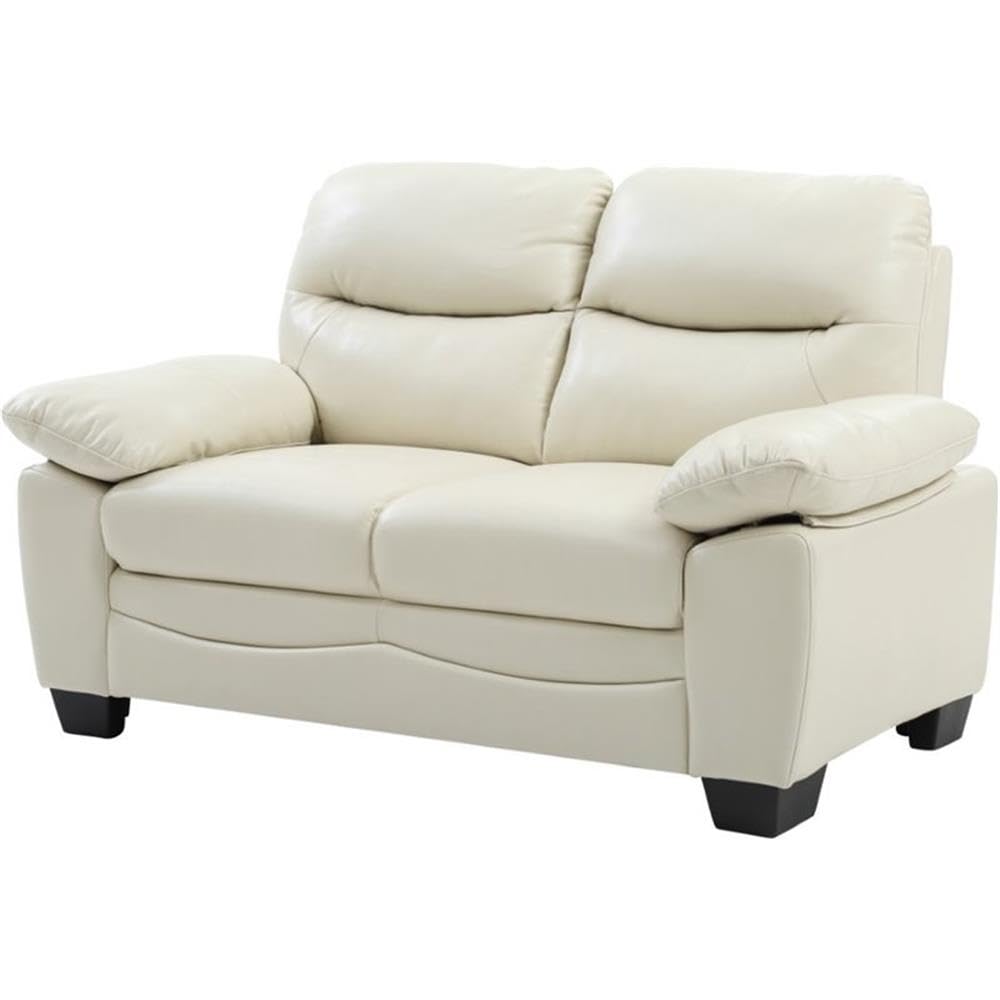 Glory Furniture Marta Faux Leather Loveseat in Pearl White - Modern Small Sofa for Living Room, Apartment & Office - Comfortable 2-Seater Couch with PU Leather Upholstery