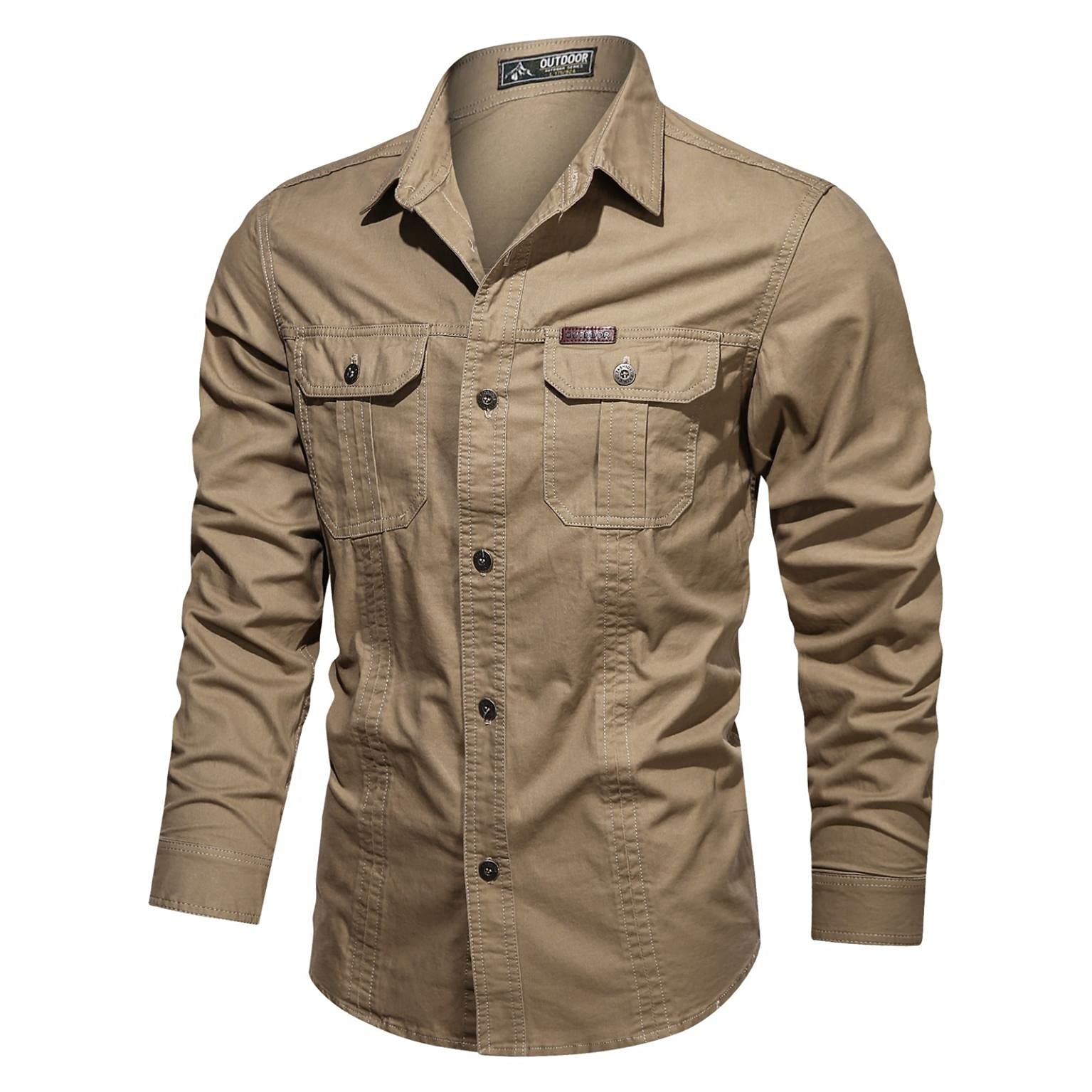 **Men's Tactical Long Sleeve Military Button-Up Snap Work Shirt with Pockets – Big & Tall Slim Fit Western Camo Tops for Outdoor, Hunting & Workwear**