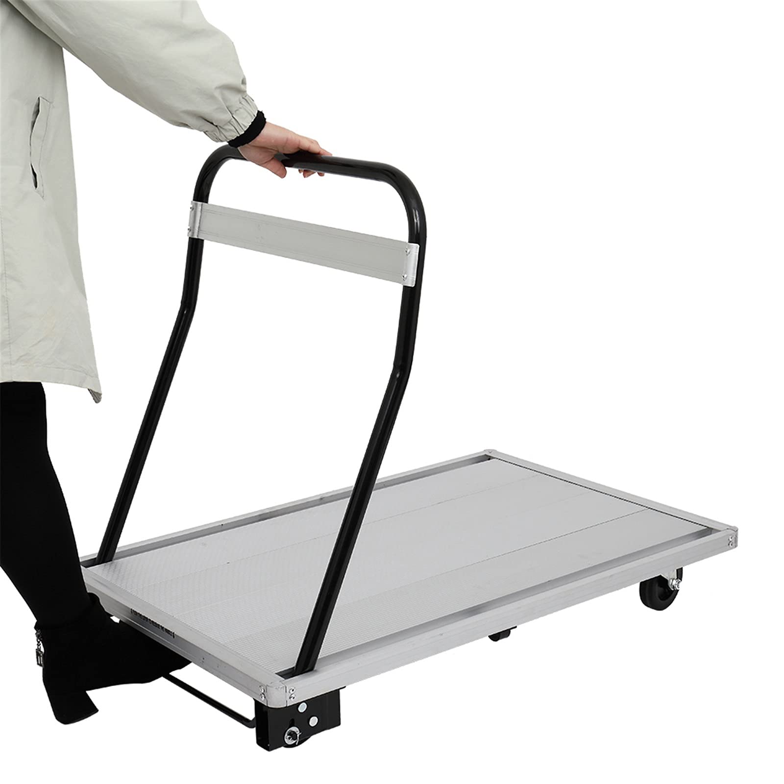 Folding Aluminum Platform Hand Truck - Heavy Duty 770 Lbs Capacity, Steel Foldable Handle, 35.8x23.6x32.2inch Rolling Flatbed Cart for Moving & Loading | Perfect for Warehouse, Retail, Home & Office Use