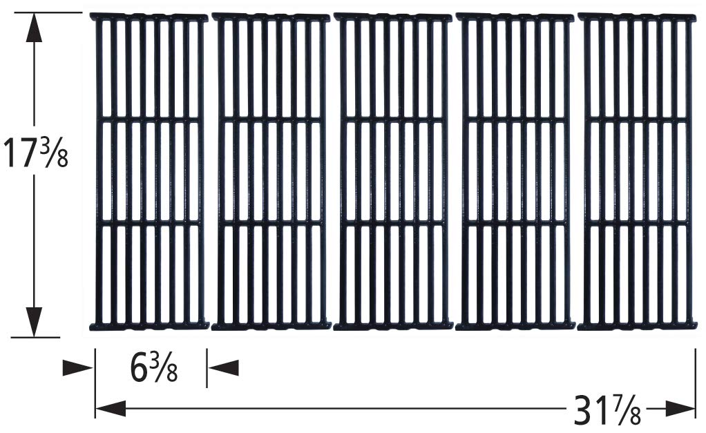 Broil-Mate 66025 Gloss Cast Iron Cooking Grid Replacement - 5-Piece Set for Gas Grills (Fits Huntington & Other Models) - Perfect for BBQ, Grilling Steaks & Outdoor Cooking