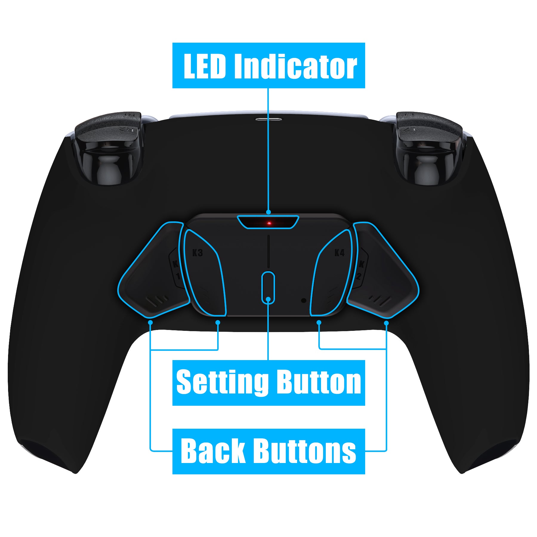 eXtremeRate Remappable RISE4 Remap Kit for PS5 Controller BDM-010/020 - Black | Customizable Back Buttons for Gaming | Perfect for FPS, Racing & Competitive Play