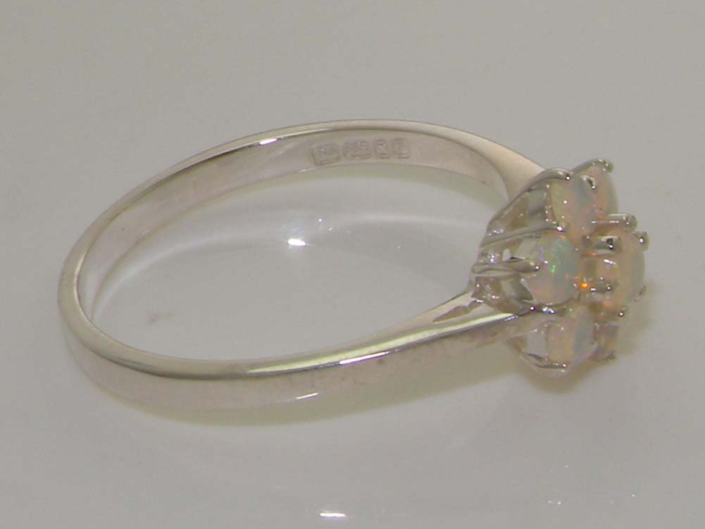 925 Sterling Silver Genuine Opal Cluster Ring for Women - Elegant Anniversary Gift, Wedding Band, Birthday Present, Everyday Jewelry for Special Occasions