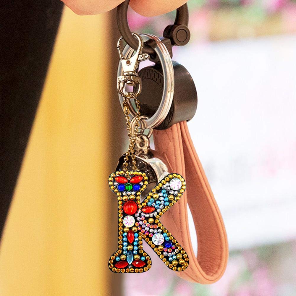5D Diamond Painting Keychain Kit - DIY Full Drill A-Z Letter Keychains with Crystal Rhinestones, Mosaic Art by Number for Adults | Perfect for Gifts, Home Decor & Craft Projects