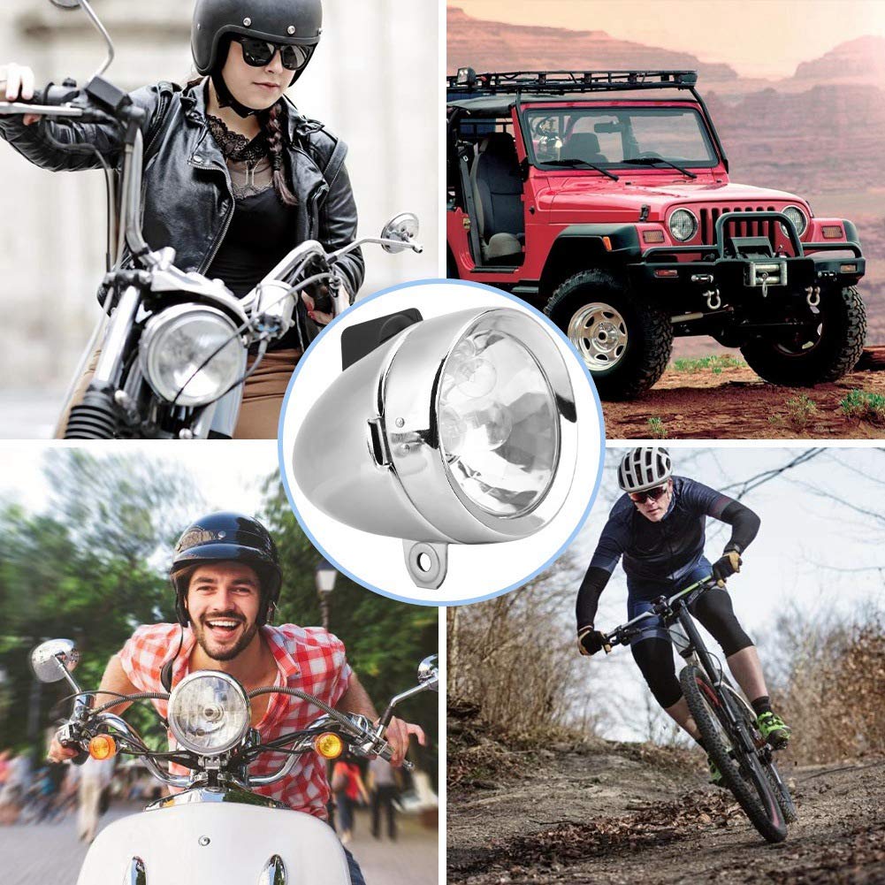 12V 6W Bicycle Dynamo Light Kit - Friction Generator Powered LED Headlight & Brake Tail Lights for Motorized Bike, Mountain Bike, Road Bike - Perfect for Night Riding Safety & Urban Commuting