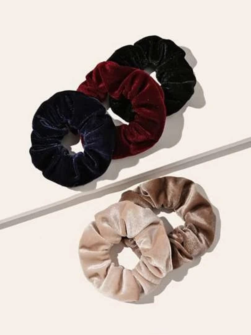 Trendy Club™ 24-Piece Multicolor Hair Scrunchies Set - Velvet, Chiffon & Satin Cotton Elastic Hair Bands for Women & Girls - Perfect for School, Work, Gym & Everyday Styling