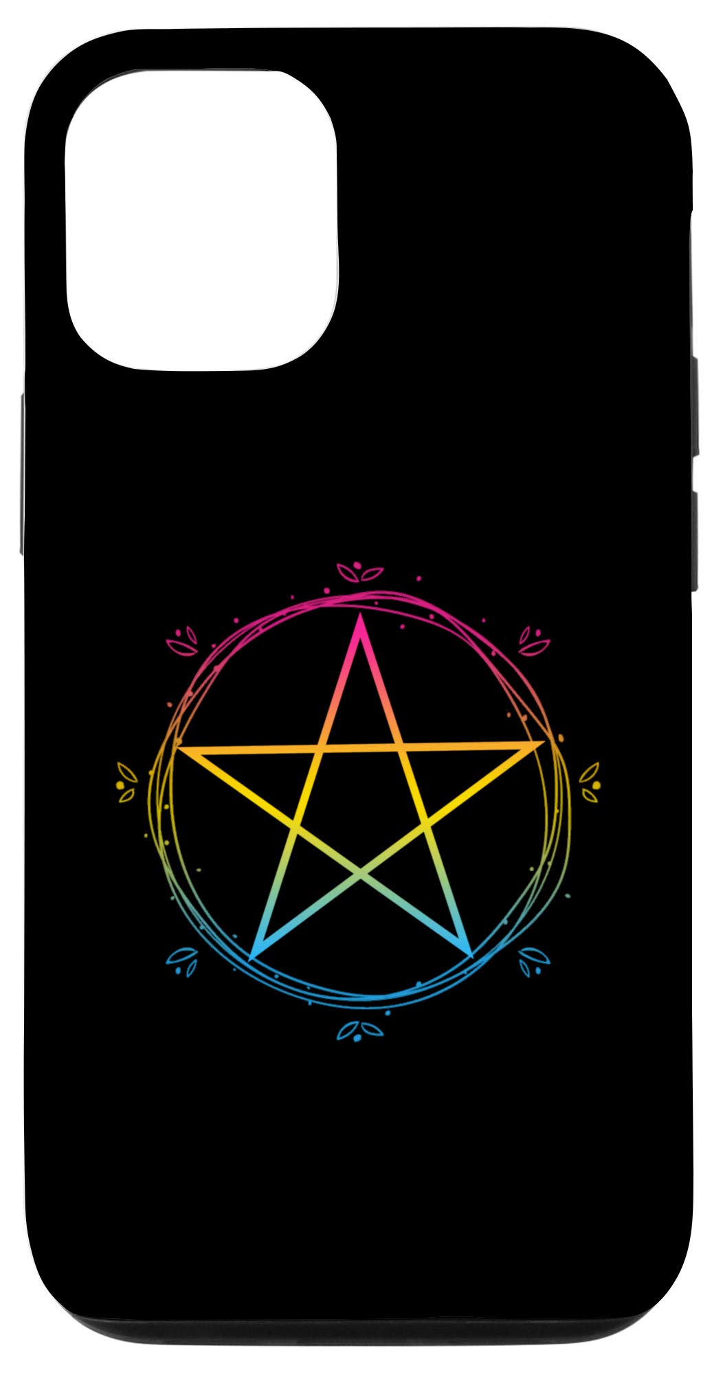 iPhone 12/12 Pro Case - Pansexual Pride Flag with Wiccan Pentagram & Boho Floral Design - Protective Phone Cover for LGBTQ+ Community, Pagan Enthusiasts & Boho Style Lovers - Perfect for Pride Events, Daily Use & Spiritual Protection