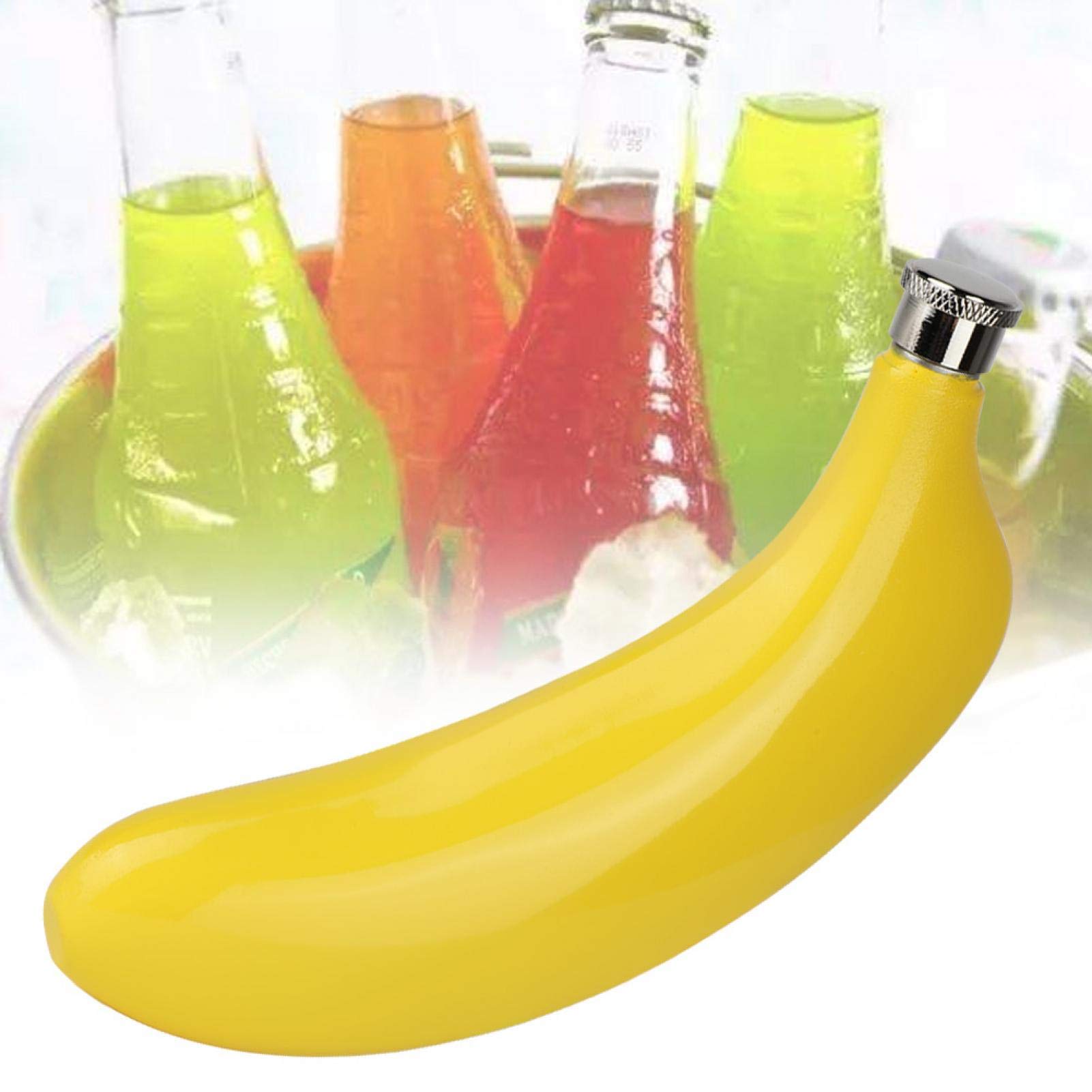 5oz Stainless Steel Banana-Shaped Alcohol Flask - Portable Whiskey Liquor Bottle with Funnel for Outdoor, Camping & Travel | Cute Gift Idea for Drink Lovers