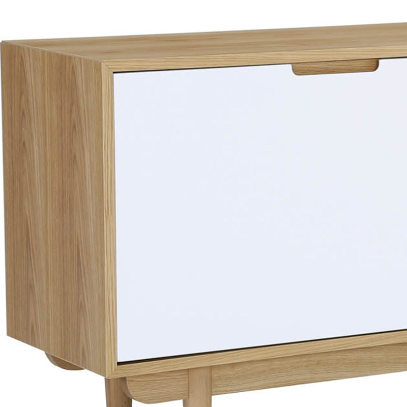 NAKULA 180cm Sideboard Buffet Cabinet with 2 Doors - Natural Wood & White Finish for Dining Room Storage | Modern Console Table for Living Room & Hallway