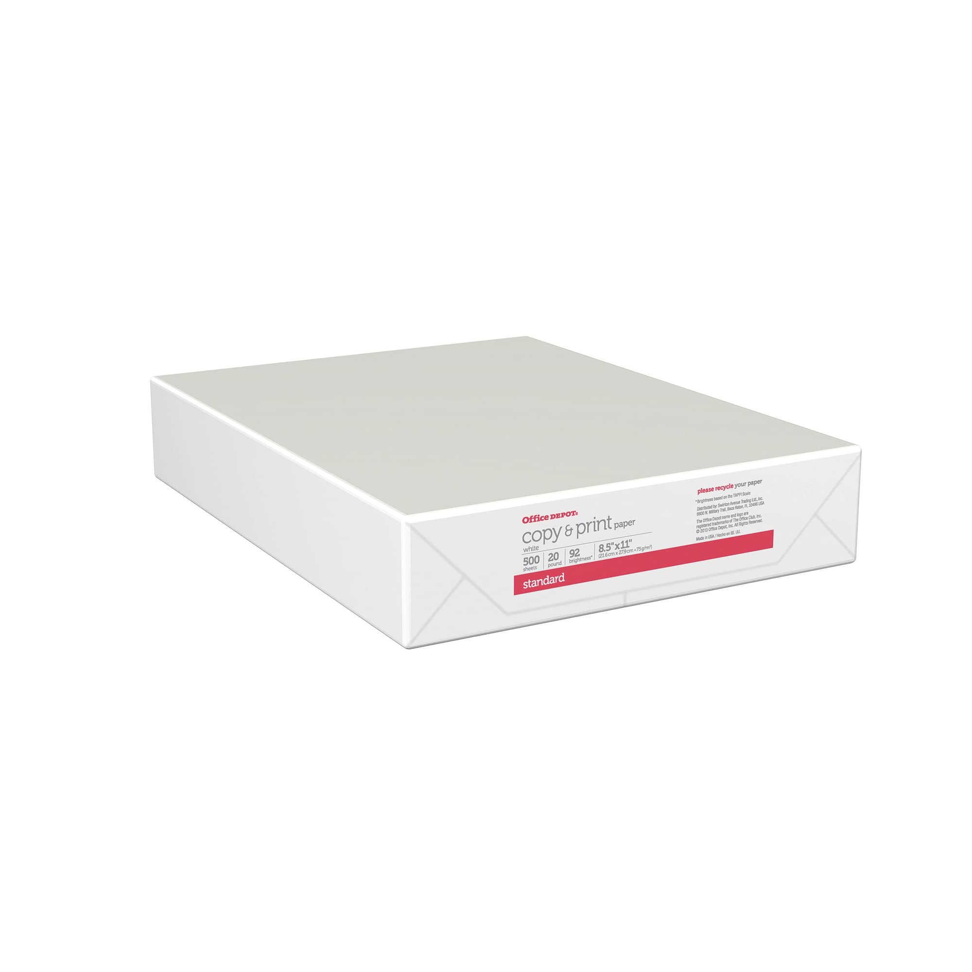 Office Depot® Multi-Use Printer & Copy Paper, 1 Ream (500 Sheets) - 20 Lb, 92 Brightness, Letter Size (8.5