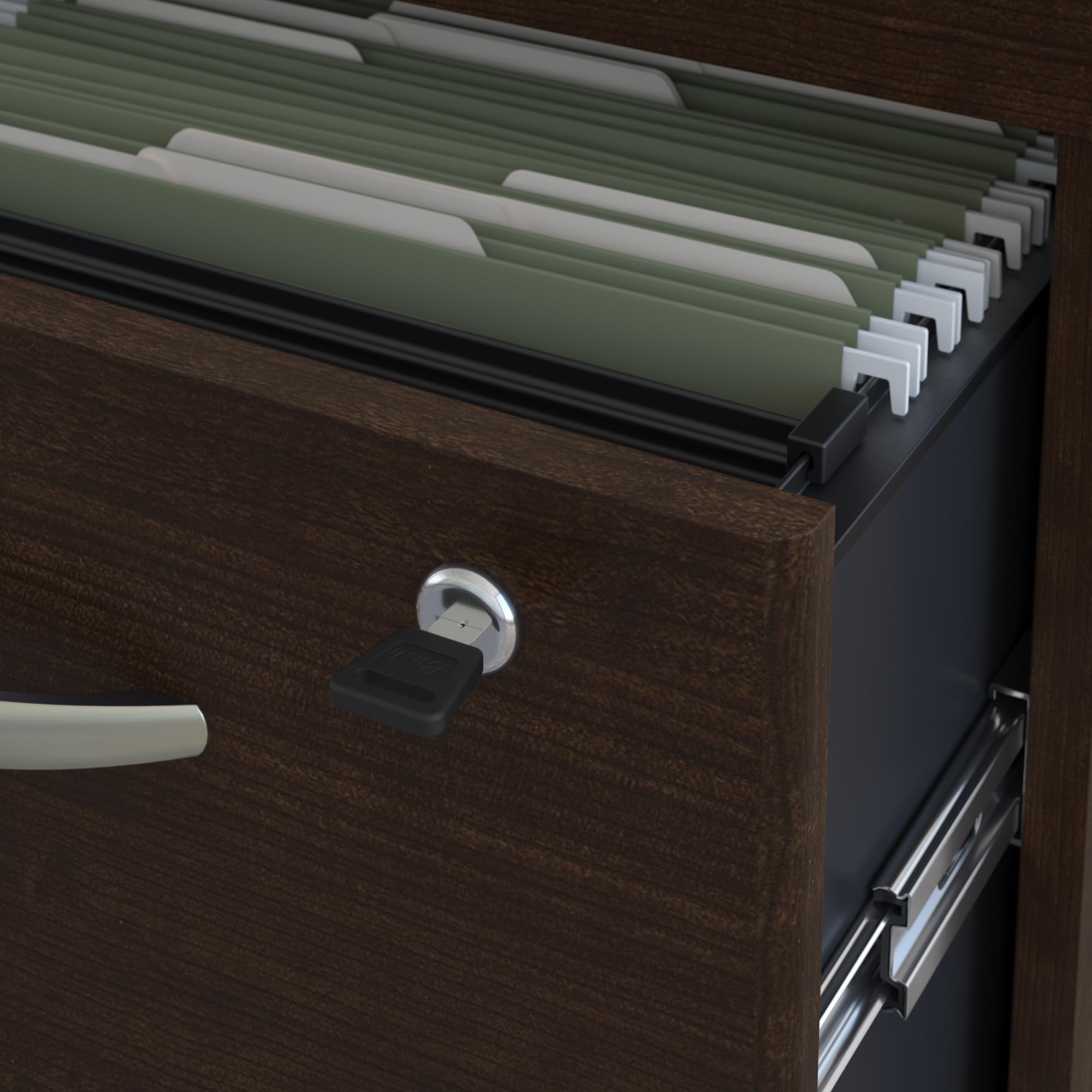 Bush Business Furniture Series C 3-Drawer Mobile File Cabinet in Mocha Cherry - Compact Storage Solution for Office, Home, or School Organization