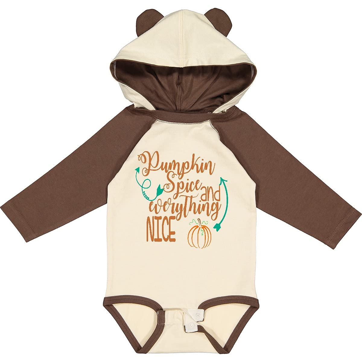 Inktastic Pumpkin Spice & Everything Nice Long Sleeve Baby Bodysuit - Soft Cotton Creeper for Infants, Cozy Fall Outfit, Perfect for Halloween & Thanksgiving Family Photos