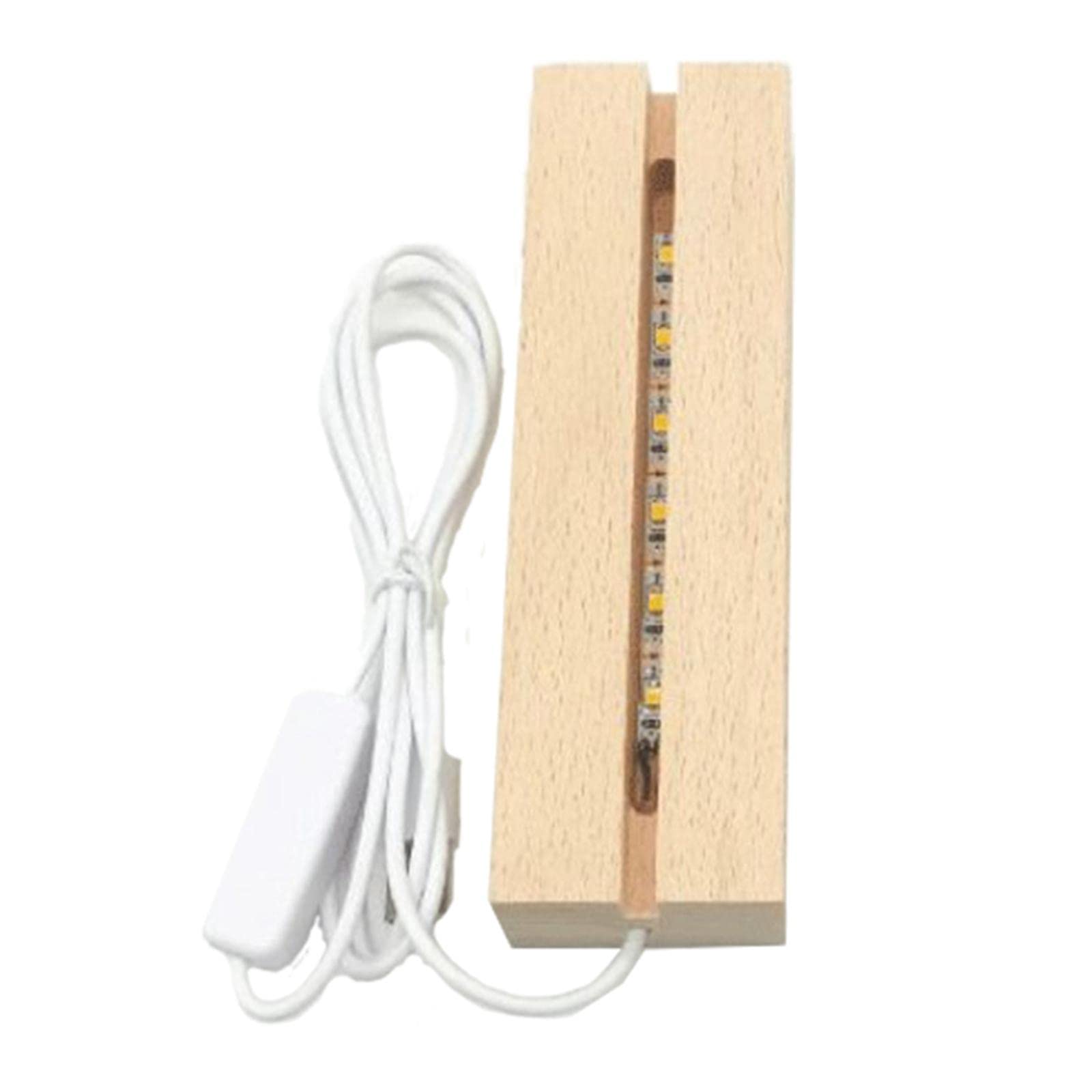 3D LED Night Light Base Stand - Beech Wood Rectangular Lamp Holder for DIY Crystal Glass (300mm) | Perfect for Home Decor, Bedroom, Living Room & Gift Ideas