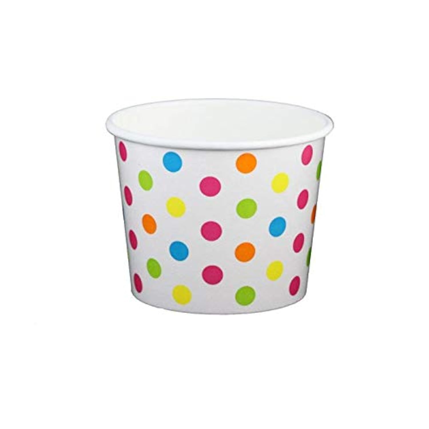Polka Dot Paper Ice Cream Cups 12oz - 50 Pack Rainbow Colored Disposable Yogurt Cups for Parties, Desserts & Catering