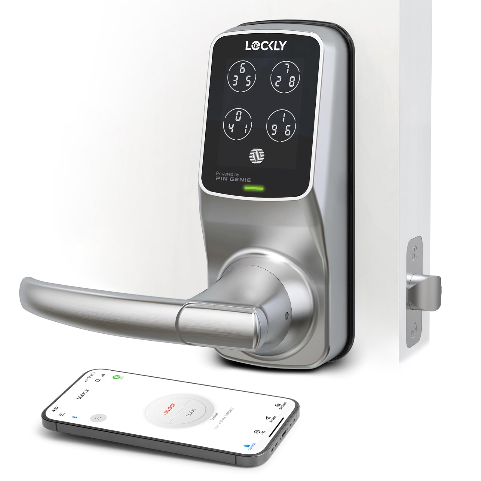 Lockly Smart Lock Model 6S - Bluetooth Enabled Keyless Entry Door Lock with Touchscreen Keypad, App Control & eKeys | Auto Lock Feature in Satin Nickel Finish | Perfect for Smart Homes, Vacation Rentals & Enhanced Home Security