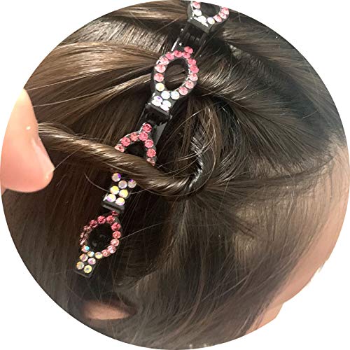 Rhinestone Hair Bands for Women & Girls – Double Bangs Hair Accessories, Korean Braided Headbands with Clips, Twist Headbands for Styling – Perfect for Parties, Weddings & Everyday Fashion