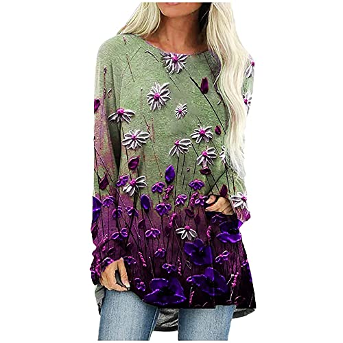 Vintage Floral Tunic Tops for Women - Fall Loose Blouse for Leggings | Casual & Western Style
