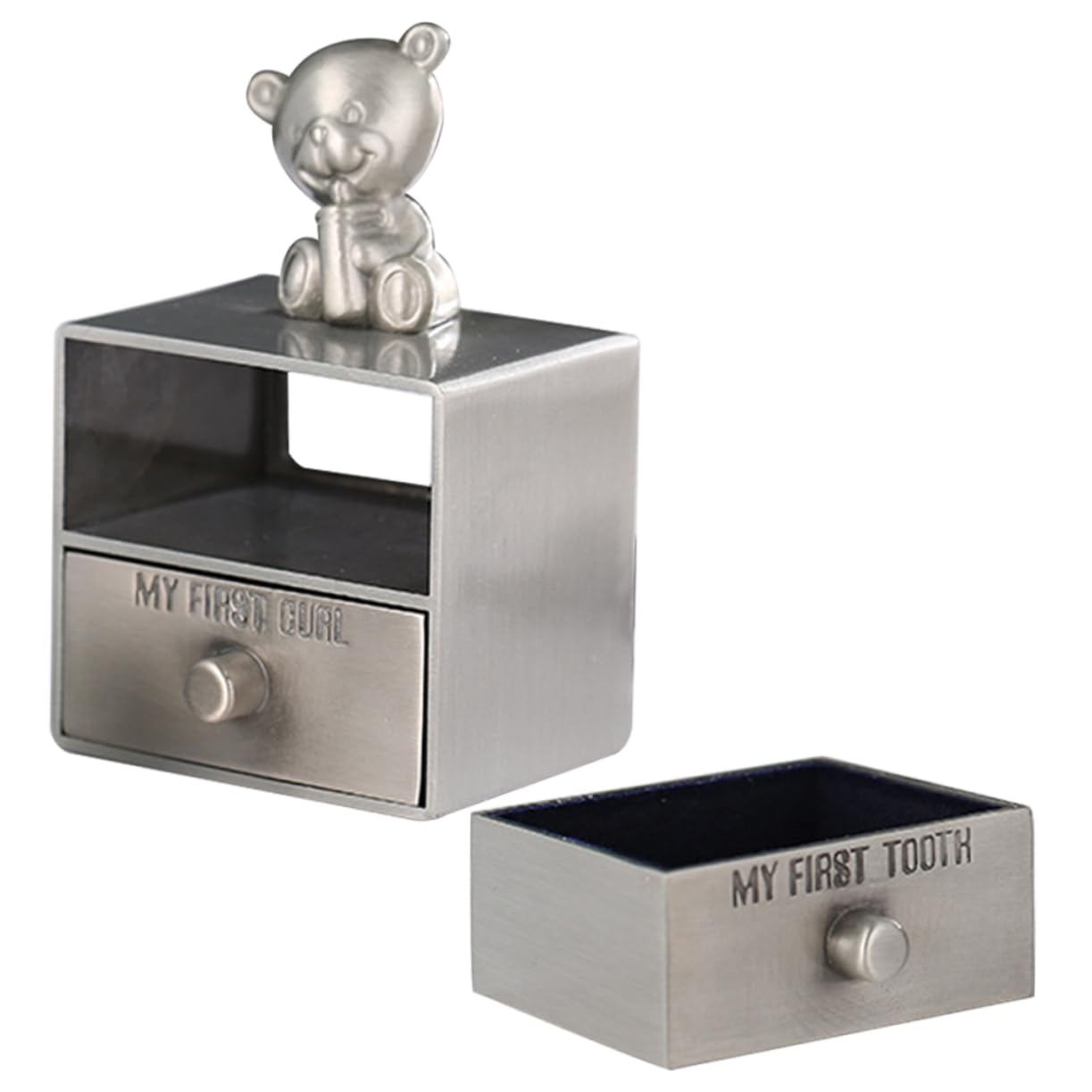 HEMOTON Silver Metal Tooth Storage Box - Baby First Tooth Keepsake Holder for Memory Preservation - Perfect for Baby Shower Gifts & Milestone Keepsakes