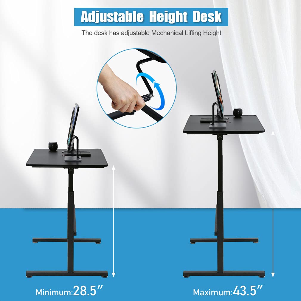 48 Inch Adjustable Height Standing Desk - Ergonomic Sit Stand Computer Desk with Large Workspace for Home Office & Gaming | Fits Dual Monitors | Modern Black Design | Perfect for Remote Work, Study & Productivity