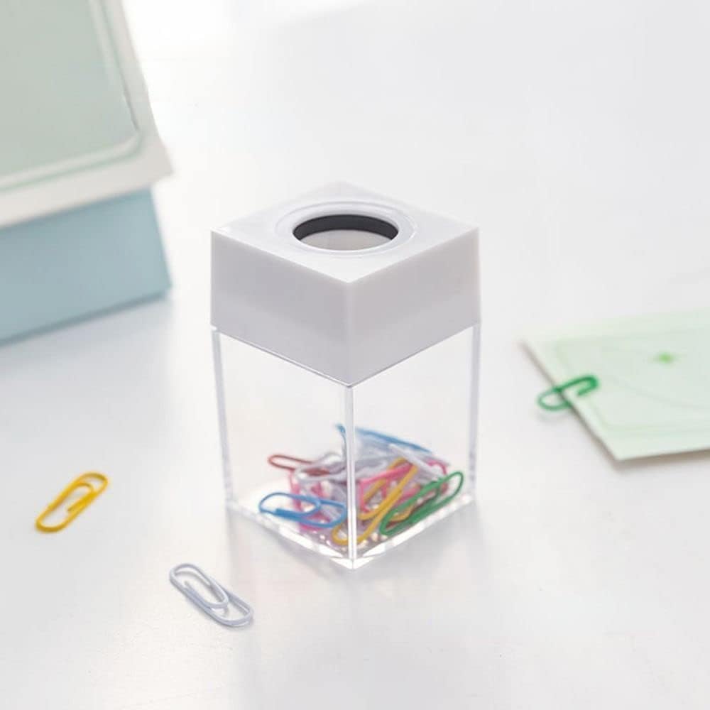 Pink Acrylic Magnetic Paper Clip Holder - Desk Organizer for Office Supplies, Stationery & School Use - Perfect for Office Desk, Home Study & Classroom Organization