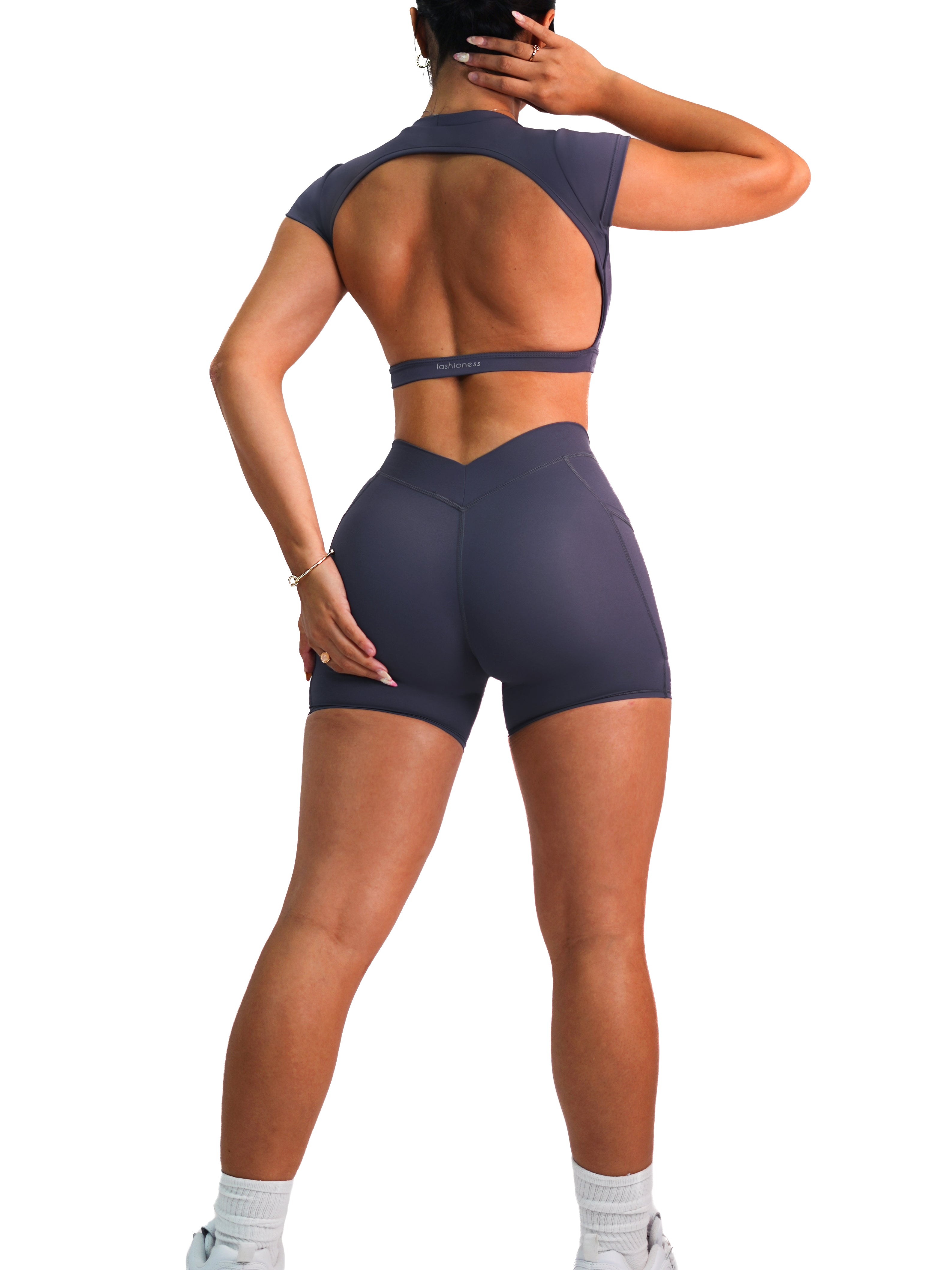 Premium V-Back Pocket Shorts for Men & Women - Comfortable & Stylish (Midnight Dusk) - Perfect for Gym, Running, Yoga & Casual Wear