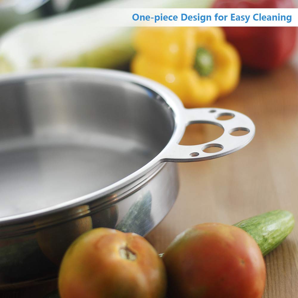 Buffalo 9-inch Stainless Steel Stock Pot with Lid - Small Soup Pot for Cooking, Induction/Electric/Gas Stove Compatible, Heat-Resistant Handles, Dishwasher Safe - Perfect for Soups, Stews, Pasta & Family Meals