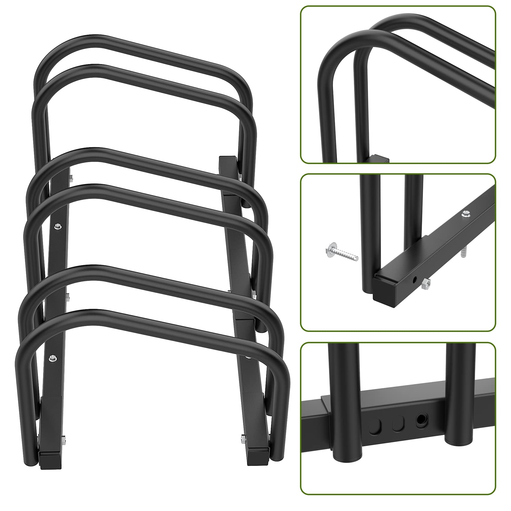 Heavy Duty 3-Bike Floor Stand - Indoor/Outdoor Bike Parking Rack for Garage Storage - Fits 22-28 Inch Wheels & 2.1