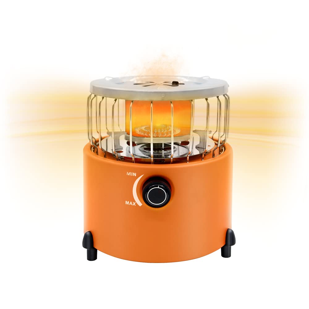 BDUIELE 2-in-1 Portable Propane Heater & Camping Stove - Dual Function Outdoor Heater for Garage, Marine, Cabin, Fishing, Hiking, Hunting - Orange - Perfect for Camping, Emergency Heating & Outdoor Cooking