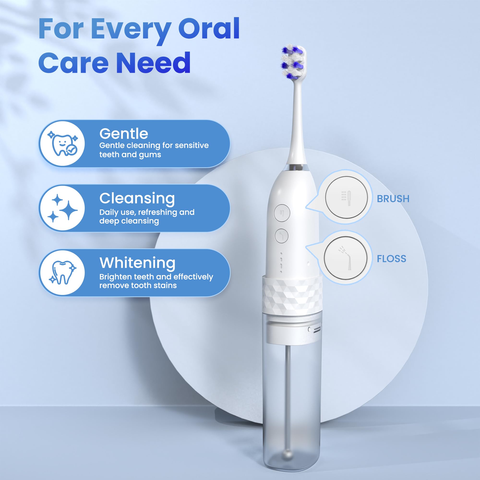 Portable Water Flosser & Electric Toothbrush Combo - 2 in 1 Teeth Cleaning Kit for Home & Travel, Rechargeable Oral Care Set with 3 Modes (White) - Perfect for Daily Dental Hygiene, Braces Care, and Gum Health Maintenance